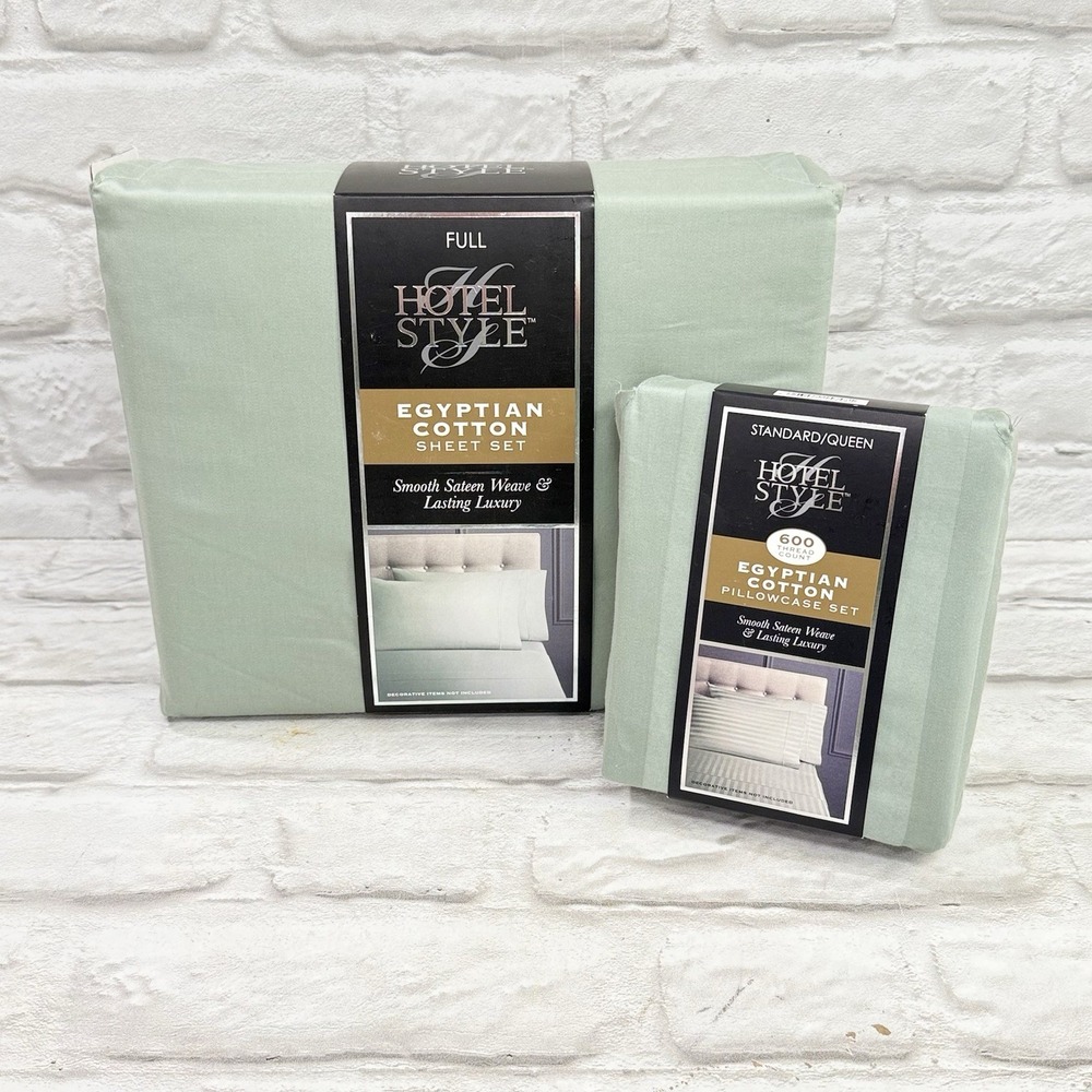 Hotel Style 600TC Egyptian Cotton Sateen Full Size Sheet Set 6pc Green River NEW